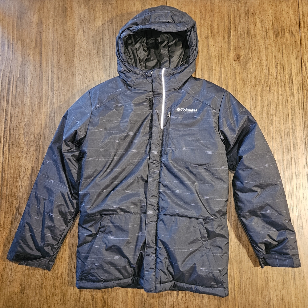 Columbia Black Blue Hooded Ski Snowboard Jacket Kids Size L 14-16